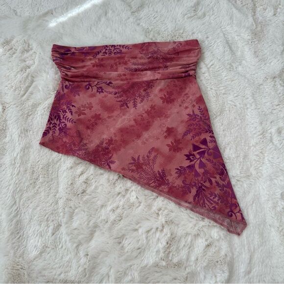UO urban outfitters strapless y2k fairy asymetrical hem pink & purple sheer top - Picture 4 of 11